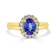 1.27 ct AAAA Oval Tanzanite Ring with 0.26 cttw Diamond in 14K Yellow Gold