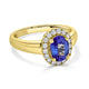 1.27 ct AAAA Oval Tanzanite Ring with 0.26 cttw Diamond in 14K Yellow Gold