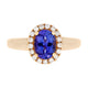 1.33 ct AAAA Oval Tanzanite Ring with 0.25 cttw Diamond in 14K Rose Gold