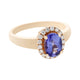 1.33 ct AAAA Oval Tanzanite Ring with 0.25 cttw Diamond in 14K Rose Gold