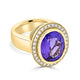 9.17 ct AAAA Oval Tanzanite Ring with 0.45 cttw Diamond in 14K Yellow Gold