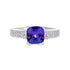 1.68 ct AAAA Cushion Tanzanite Ring with 0.19 cttw Diamond in 14K White Gold