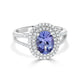 1.57ct AAAA Oval Tanzanite Ring with 0.35 cttw Diamond in 14K White Gold