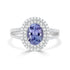 1.57ct AAAA Oval Tanzanite Ring with 0.35 cttw Diamond in 14K White Gold