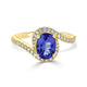 1.89 ct AAAA Oval Tanzanite Ring with 0.28 cttw Diamond in 14K Yellow Gold