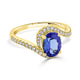 1.89 ct AAAA Oval Tanzanite Ring with 0.28 cttw Diamond in 14K Yellow Gold