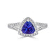 1.34 ct AAAA Trillion Tanzanite Ring with 0.45 cttw Diamond in 14K White Gold