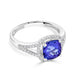 1.89 ct AAAA Cushion Tanzanite Ring with 0.22 cttw Diamond in 14K White Gold