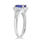 1.89 ct AAAA Cushion Tanzanite Ring with 0.22 cttw Diamond in 14K White Gold