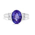 3.58 ct AAAA Oval Tanzanite Ring with 0.26 cttw Diamond in 14K White Gold