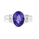 3.58 ct AAAA Oval Tanzanite Ring with 0.26 cttw Diamond in 14K White Gold