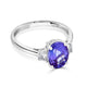 1.93 ct AAAA Oval Tanzanite Ring with 0.31 cttw Diamond in 14K White Gold