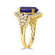 6.32ct AAAA Oval Tanzanite Ring with 1.1 cttw Diamond in 14K Yellow Gold