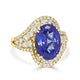 6.32ct AAAA Oval Tanzanite Ring with 1.1 cttw Diamond in 14K Yellow Gold