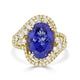 6.32ct AAAA Oval Tanzanite Ring with 1.1 cttw Diamond in 14K Yellow Gold