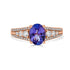 1.75 ct AAAA Oval Tanzanite Ring with 0.37 cttw Diamond in 14K Rose Gold