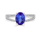 1.68 ct AAAA Oval Tanzanite Ring with 0.3 cttw Diamond in 14K White Gold