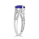 1.68 ct AAAA Oval Tanzanite Ring with 0.3 cttw Diamond in 14K White Gold