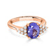 1.57ct AAAA Oval Tanzanite Ring with 0.26 cttw Diamond in 14K Rose Gold