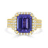 4.18ct AAAA Emerald Cut Tanzanite Ring with 1.12 cttw Diamond in 14K Yellow Gold