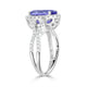 4.14ct AAAA Oval Tanzanite Ring with 0.68 cttw Diamond in 14K White Gold