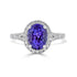2.39 ct AAAA Oval Tanzanite Ring with 0.36 cttw Diamond in 14K White Gold