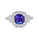 2.06 ct AAAA Cushion Tanzanite Ring with 0.37 cttw Diamond in 14K White Gold