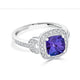 2.06 ct AAAA Cushion Tanzanite Ring with 0.37 cttw Diamond in 14K White Gold