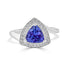 1.59 ct AAAA Trillion Tanzanite Ring with 0.15 cttw Diamond in 14K White Gold