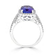 3.27 ct AAAA  Cushion Tanzanite Ring with 0.64 cttw Diamond in 14K White Gold