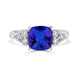 2.48 ct AAAA Cushion Tanzanite Ring with 0.4 cttw Diamond in 14K White Gold