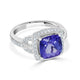 3.83 ct AAAA Cushion Tanzanite Ring with 0.39 cttw Diamond in 14K White Gold