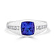 2.23 ct AAAA Cushion Tanzanite Ring with 0.36 cttw Diamond in 14K White Gold