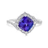 2.74 ct AAAA Cushion Tanzanite Ring with 0.52 cttw Diamond in 14K White Gold