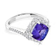 2.74 ct AAAA Cushion Tanzanite Ring with 0.52 cttw Diamond in 14K White Gold