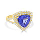 3.77ct AAAA Trillion Tanzanite Ring with 0.76 cttw Diamond in 14K Yellow Gold
