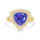 3.77ct AAAA Trillion Tanzanite Ring with 0.76 cttw Diamond in 14K Yellow Gold