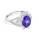 2.64 ct AAAA Oval Tanzanite Ring with 0.47 cttw Diamond in 18K White Gold