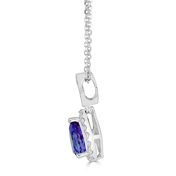 1.63 ct AAAA Pear Tanzanite Pendant with 0.33 cttw Diamond in 14K WG