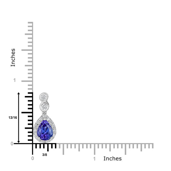 1.63 ct AAAA Pear Tanzanite Pendant with 0.33 cttw Diamond in 14K WG