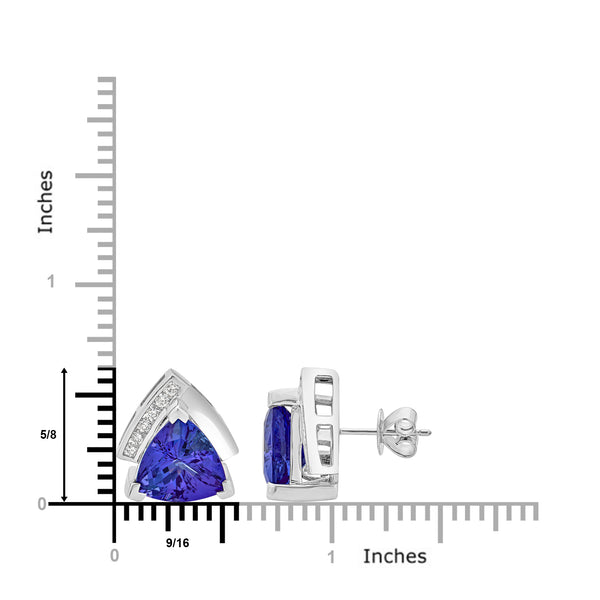 9.28 ct AAAA Trillion Tanzanite Earring with 0.33 cttw Diamond in 14K WG