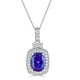 2.68 ct AAAA Cushion Tanzanite Pendant with 0.4 cttw Diamond in 14K WG