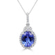 3.77ct AAAA Oval Tanzanite Pendant with 0.34 cttw Diamond in 14K White Gold