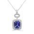 4.54ct AAAA Cushion Tanzanite Pendant with 0.4 cttw Diamond in 14K White Gold