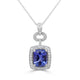 4.54ct AAAA Cushion Tanzanite Pendant with 0.4 cttw Diamond in 14K White Gold