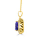 4.41ct AAAA Trillion Tanzanite Pendant with 0.63 cttw Diamond in 14K Yellow Gold