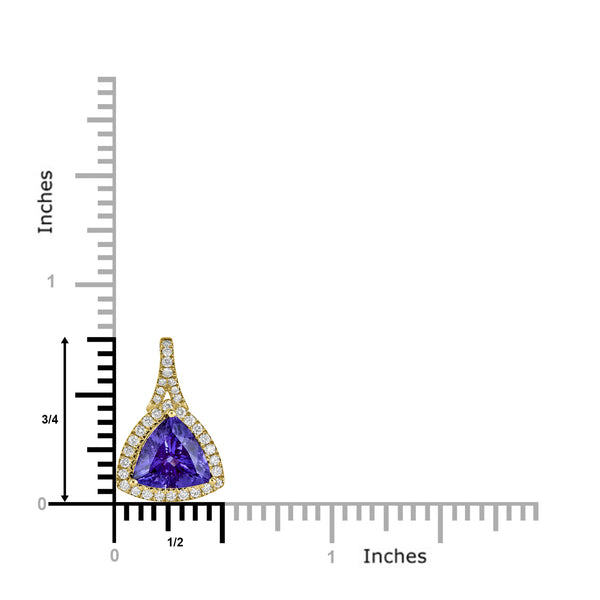 2.50 ct AAAA Trillion Tanzanite Pendant with 0.26 cttw Diamond in 14K YG