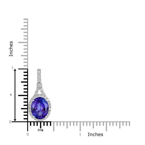 3.54 ct AAAA Oval Tanzanite Pendant with 0.4 cttw Diamond in 14K WG