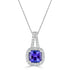1.57 ct AAAA Cushion Tanzanite Pendant with 0.28 cttw Diamond in 14K WG