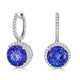 8.85 ct AAAA Round Tanzanite Earring with 0.66 cttw Diamond in 14K White Gold